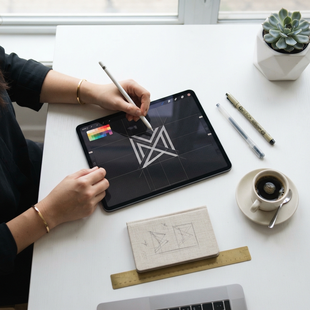 logo_design_a_minimalist_and_elegant_top_down_view_of_a_designer_sketching_a